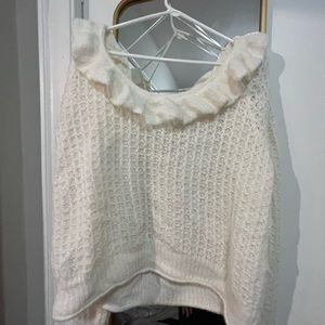 Anthropologie off the shoulder ruffle sweater. Size XL. Very warm!